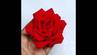 amazing ribbon flower tutorial  rose 🌹 flower making idea [upl. by Yenattirb461]