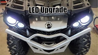 CanAm Outlander LED Headlight Installation With BEAMTECH Fanless LED Kits [upl. by Htebirol]