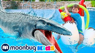 GIANT MOSASAURUS and Water Toys TRexRanch  Jurassic TV  Dinosaur Videos [upl. by Semadar]