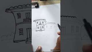 Beautiful House Drawing Easy To Draw a House 🏘️🏠 SimpleShorts [upl. by Assirod]