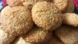 Extremely EASY and DELICIOUS SESAME Cookies Recipe [upl. by Sarene]