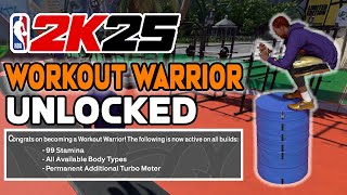 WORKOUT WARRIOR AND PERMANENT TURBO BOOST UNLOCKED in NBA 2K25 [upl. by Kepner922]