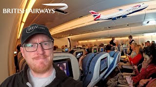 Flying the BRITISH AIRWAYS BOEING 747 New York to London in Economy Class [upl. by Idas]