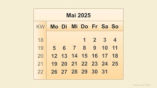 Kalender Mai 2025 [upl. by Ibbed]