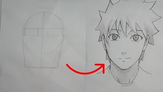 Easy drawing Anime face  How ro draw Anime boy for beginner step by step [upl. by Weslee452]