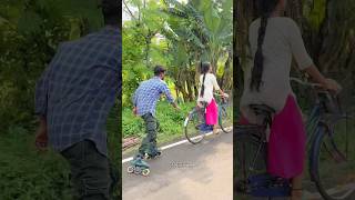 skating public cycle girl reaction india tigerskater shortvideo shorts [upl. by Esirrehc]