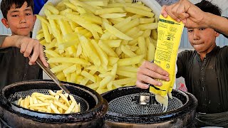 11 Years Old Kid Selling French Fries 🍟 Street Food Afghani Fries Recipe  Hardworking Afghani Boy [upl. by Ecirum876]