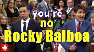 Chaos ensues as Poilievre blasts Trudeau for aggrandizing himself as Rocky Balboa [upl. by Neuburger]