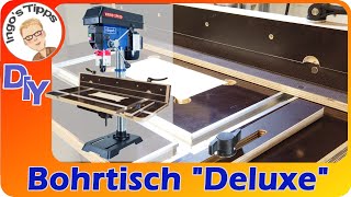 Bohrtisch Bohranschlag für die Standbohrmaschine selber Bauen mit vielen Extras DIY  IngosTipps [upl. by Yeznil846]