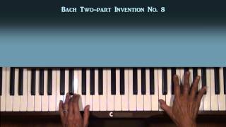 Bach TwoPart Invention No 8 Piano Tutorial SLOW [upl. by Aehsa]