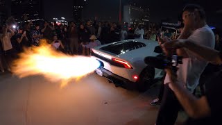 Twin turbo Lamborghini Huracan shooting massive flames [upl. by Conway363]