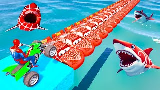 الأبطال الخارقين على القضبان دوامة قمع جسر  SPIDERMANon Motorcycle in Spiral Bridge Stunt Ride [upl. by Eedya]