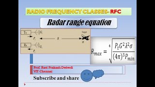 Radar range equation mono static and bi static radar Prof Ravi Dwivedi VIT Chennai [upl. by Akimit]