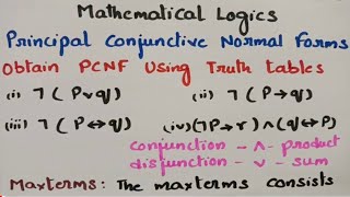 btech maths hub 7050 Principal Conjunctive Normal Forms concept problems using Truth tablesDMS [upl. by Obala]