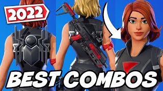 BEST COMBOS FOR BLACK WIDOW OUTFIT SKIN 2022 UPDATED  Fortnite [upl. by Nhojleahcim962]