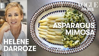 Chef Hélène Darroze cooks her white asparagus mimosa recipe  Vogue Kitchen  Vogue Paris [upl. by Rosol]