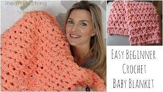 Easy Beginner Crochet Baby Blanket Tutorial [upl. by Lucien206]