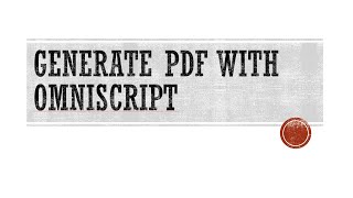 Vlocity OmniStudio 8 Generate PDF with Omniscript [upl. by Yereffej951]