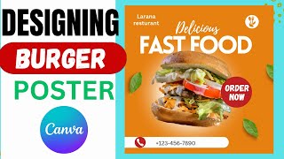 How to make food poster design in canva food poster tutorial [upl. by Meill40]