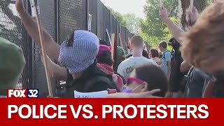 Intense moments as protesters break through fencing outside DNC police respond en masse [upl. by Nohtahoj]