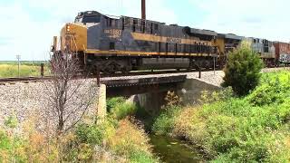 CSX M642 CSX 1897 MON Railroad Heritage Unit CSX 5434 at the Honey Creek Bridge near Reynolds IN [upl. by Gresham]