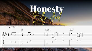 Honesty  Billy Joel  Fingerstyle Guitar Tutorial Tab [upl. by Leelahk]