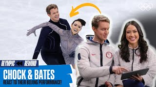 Madison Chock amp Evan Bates react to their Beijing 2022 performance [upl. by Enitselec]