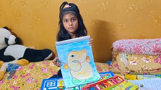 ডোনা খাতায় গণেশ আঁকলো। Dona r Ganesh Drawing [upl. by Draper]