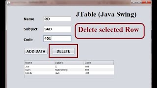 JTable in JAVA Swing  Delete Selected Row From JTable [upl. by Shah921]