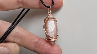 Marquise Cabochon Pendant Wire Wrapping Tutorial Using One Piece of Round Wire [upl. by Carlita]