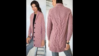 Кардиганы Вязаные Спицами  косы  2019  Cardigans Knit Spit  Strickjacken stricken Spucke [upl. by Sinclair654]