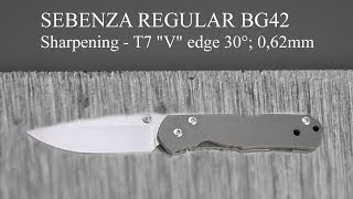 SEBENZA REGULAR BG42 2000  quotVquot edge 30° blade 062mm  observation in the microscope [upl. by Ateloj317]