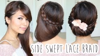 Foldover Lace Braid Updo Hairstyle Hair Tutorial [upl. by Caines872]