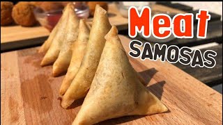 Meat Samosas Recipe  Keema Samosa  MeatKeema Samosa Filling Recipe [upl. by Ahsirpac]