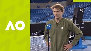 Alexander Zverev quotVery happy with a threeset winquot oncourt interview 4R  Australian Open 2021 [upl. by Nawyt527]