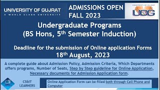 UOG Admissions Fall 2023 University of Gujrat Admissions 2023  A complete guide for admission [upl. by Wallie]