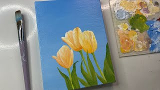 Acrylic painting tulip flowers acrylic painting tutorial acrylic painting for beginners tutorial [upl. by Paske]