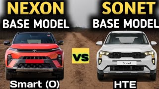 Nexon Base Model Smart O vs Sonet Base Model HTE 2024🔥Detailed ComparisonNexon Base Model 2024 [upl. by Eyar]