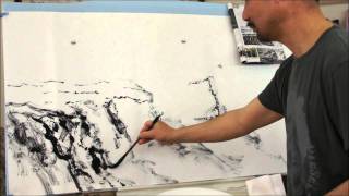 Landscape Painting Tutorial Grand Canyon with Split Brush Techniques on Triple Xuan Paper13 [upl. by Shererd369]