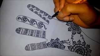 Arabic floral henna  easy mehndi design on paper  how to draw simple henna flowers [upl. by Aicetal]