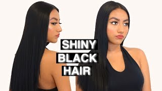 DYING MY HAIR BLACK AT HOME 2019  SILKY SOFT SHINY HAIR EVERYTIME♡ [upl. by Nerot]