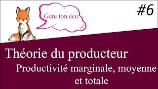 Microéconomie  Productivité moyenne marginale et totale  Théorie du producteur 6 [upl. by Means]