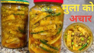 मुलाको मिठो अचार  How to make mula ko achar  Mula ko achar recipe  Nepali Veg Cooking [upl. by Niki31]