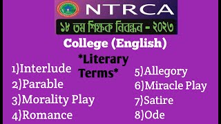 Literary Terms NTRCA interlude ode morality miracle play Allegory parable romance [upl. by Fannie]