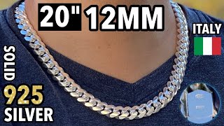 Real Solid Italy 925 Sterling Silver Miami Cuban Link 20quot Inch x 12MM Thick Heavy Hip Hop Necklace [upl. by Orme]