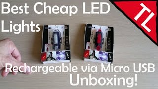 Best Cheap Rechargeable LED Bike Lights Unboxing [upl. by Grubb490]