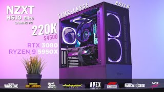 4500 220K NZXT H510 Elite High End Gaming PC Time Lapse Build I Ryzen 9 5950X I RTX 3080 [upl. by Terrab616]