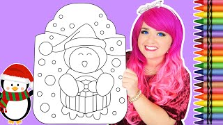 Coloring Penguin Christmas Snow Coloring Page  Crayola Crayons [upl. by Lainey]