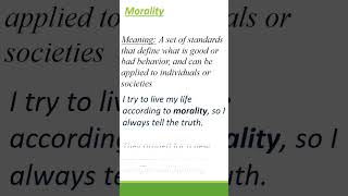 Morality  English Vocabulary  Meaning amp Sentences shorts morality [upl. by Schell]