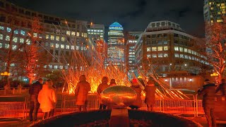 London Winter Lights 2024  Canary Wharf Winter Lights Festival London Night Walk  4K HDR [upl. by Inama]